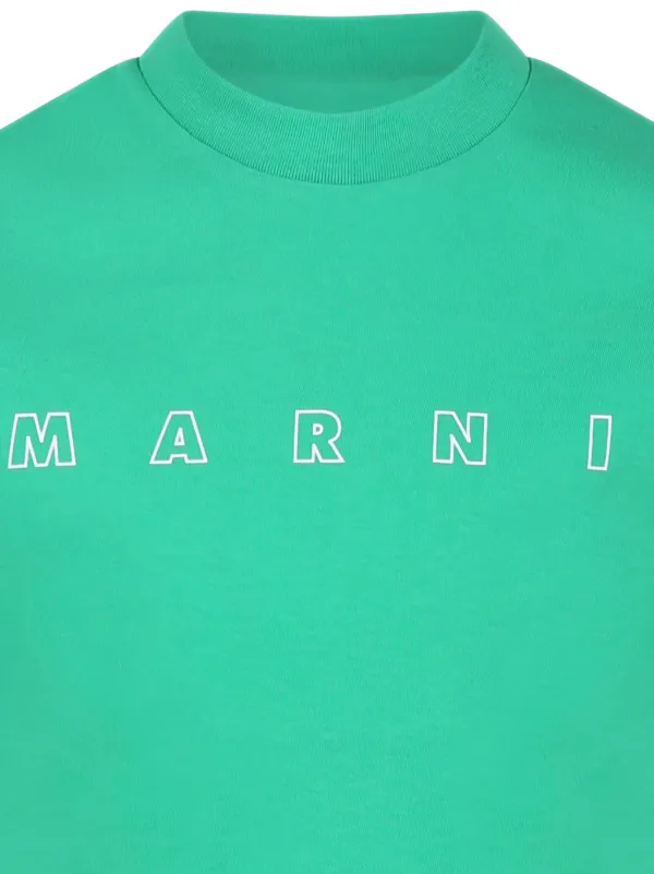 Tシャツ・カットソー MARNI Logo Print Crewneck Man to Man Green FLJE0128P7USCU87L Marni Kids logo-print two-tone T-shirt | Green | FARFETCH