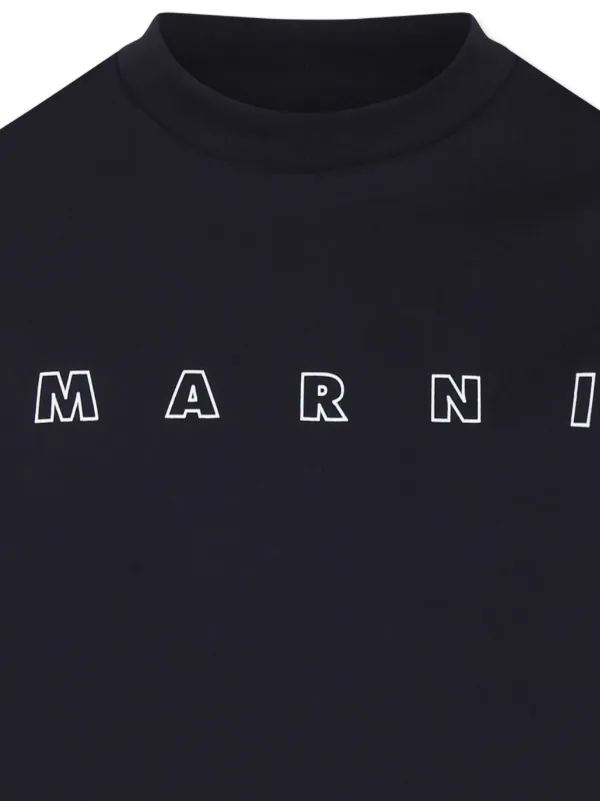 【関税/送料無】MARNI クロップドTシャツ kids トレーナー Marni Kids logo-print T-shirt | Blue | FARFETCH