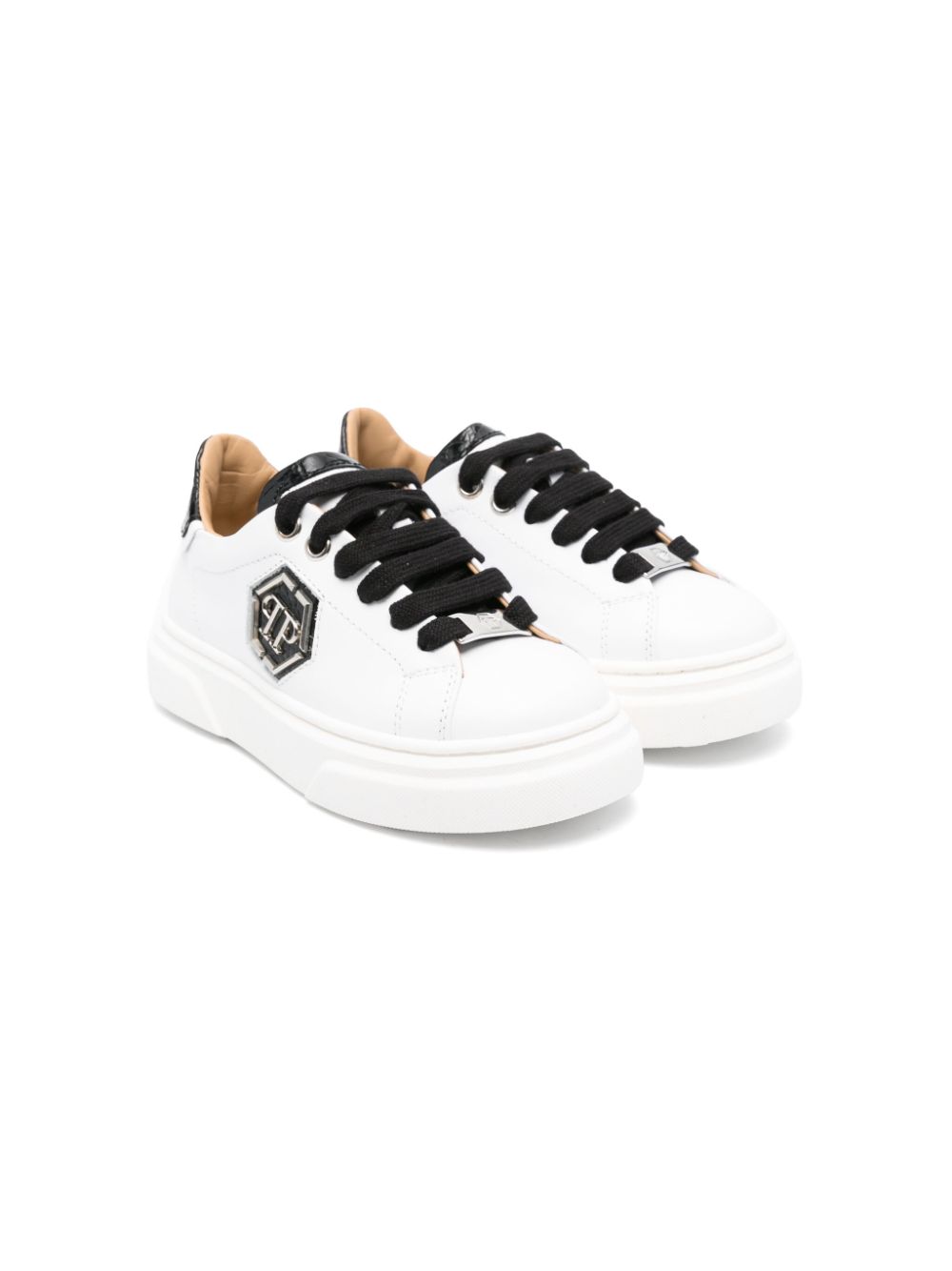 Philipp Plein Junior logo-plaque sneakers Wit