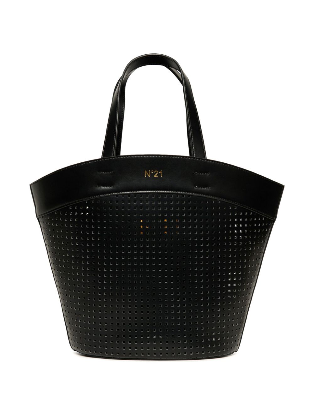 N°21 Kids' Perforated Tote Bag In Black