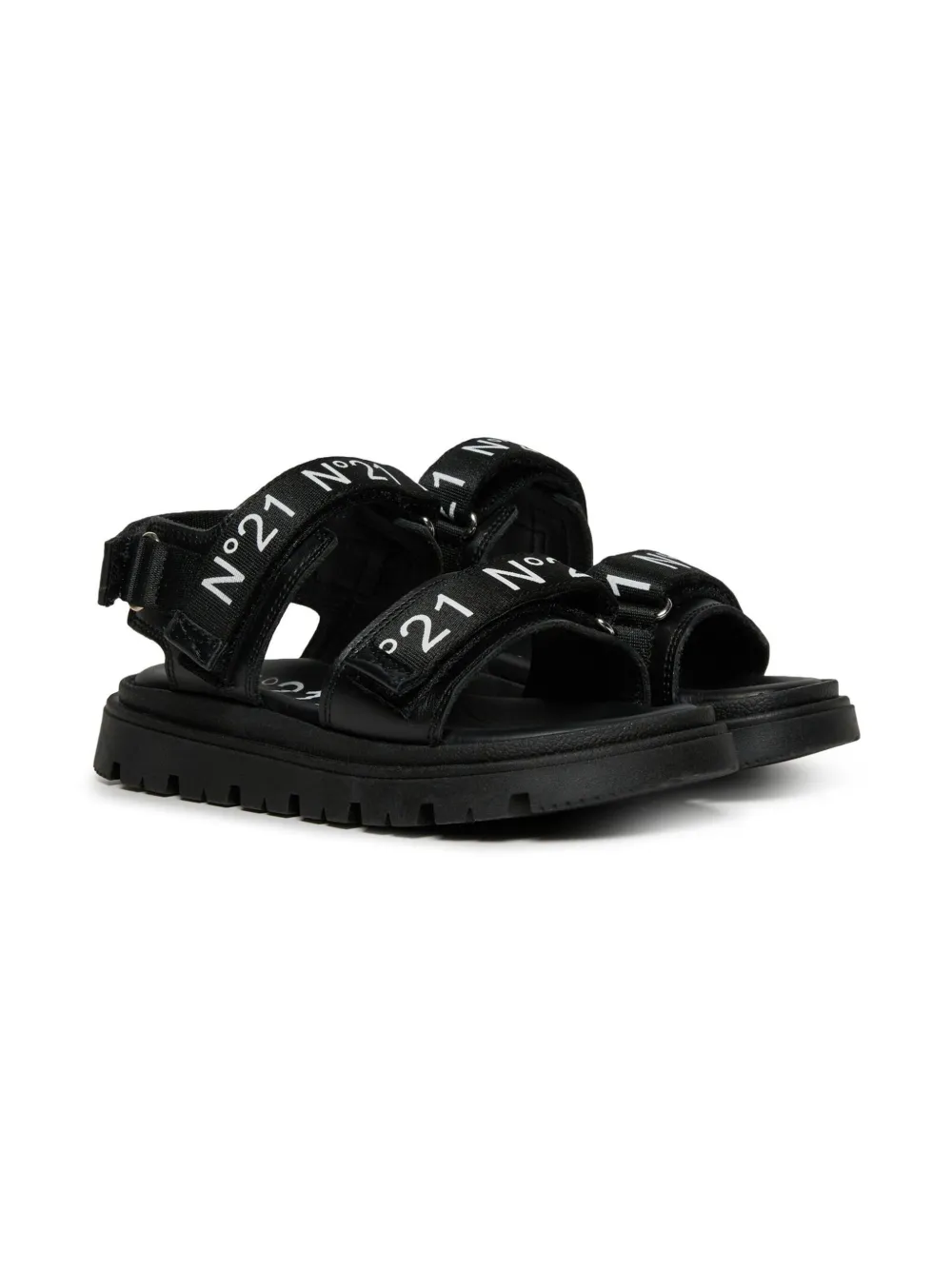 Nº21 Kids Sandalen met plateauzool en logoprint Zwart