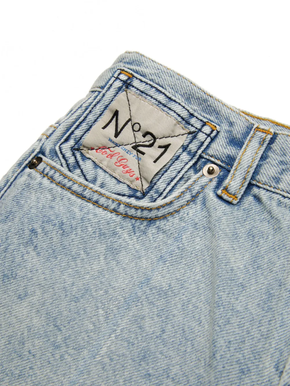 N°21 Marbled-effect Denim Shorts In 蓝色