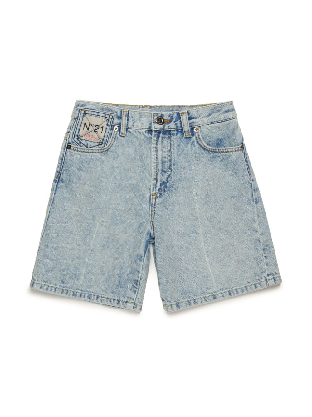 Nº21 Kids logo-patch denim shorts - Blue