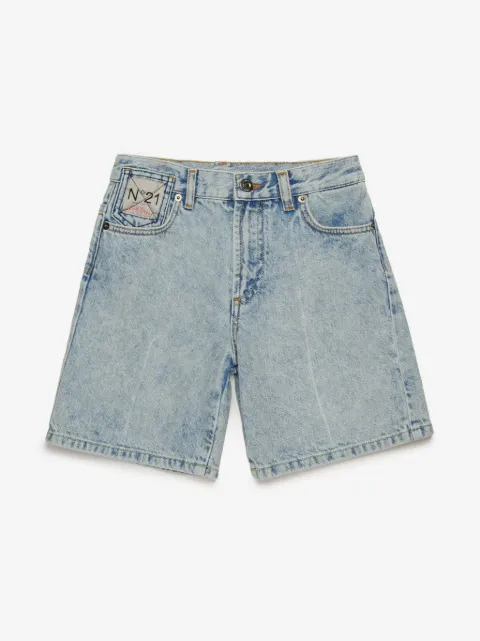Nº21 Kids shorts de mezclilla con parche del logo