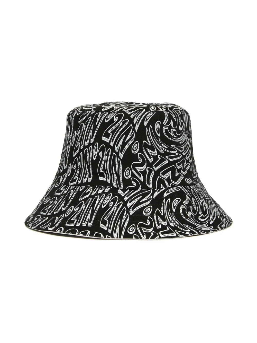 Nº21 Kids Vissershoed met logoprint Zwart