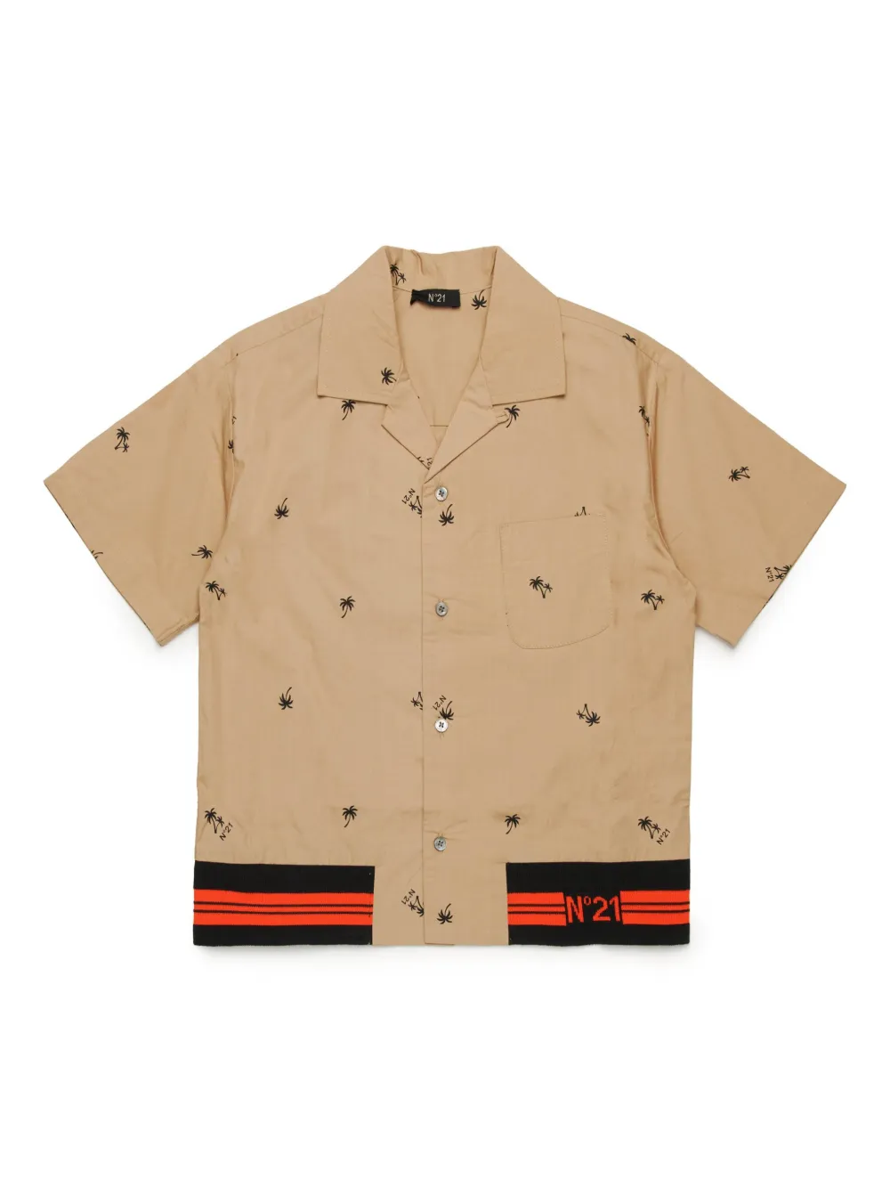 Nº21 Kids palm tree-print shirt | Neutrals | Image 1