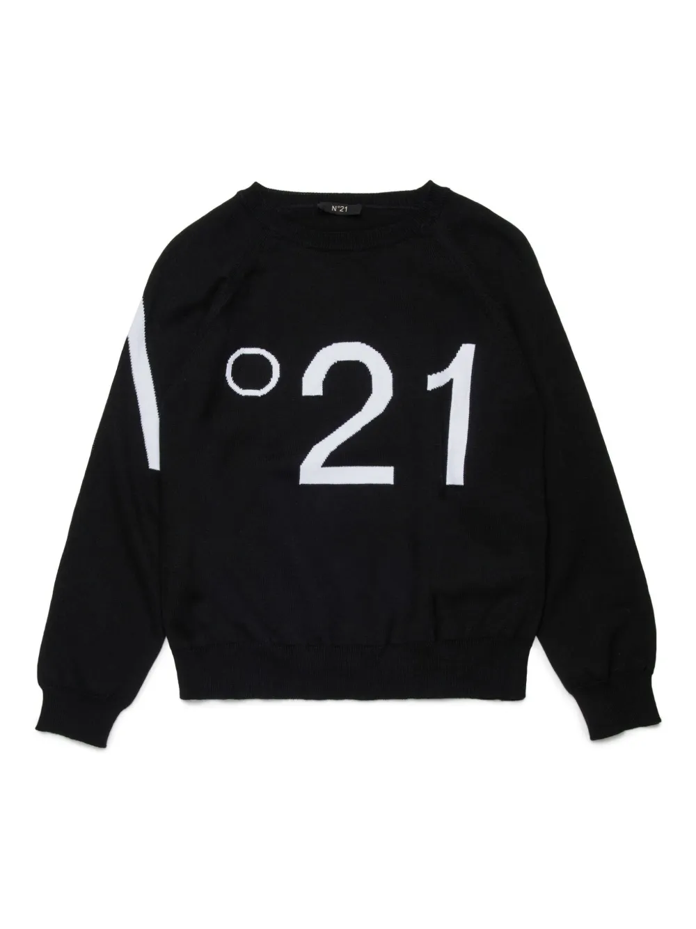 Nº21 Kids intarsia-knit logo jumper | Black | Image 1