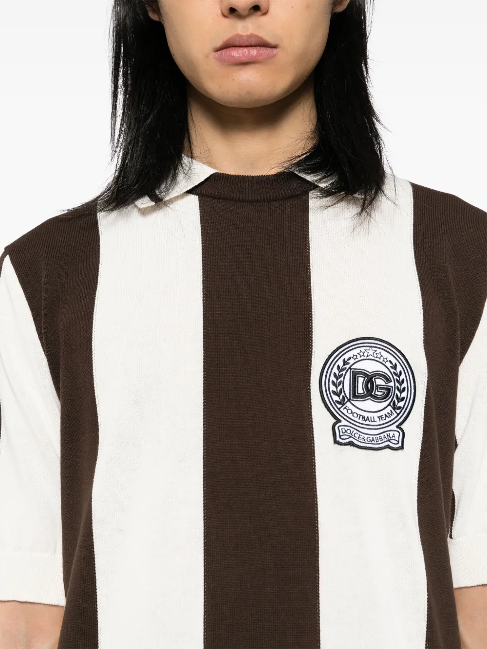 Dolce & Gabbana Striped Polo Shirt | Brown | FARFETCH
