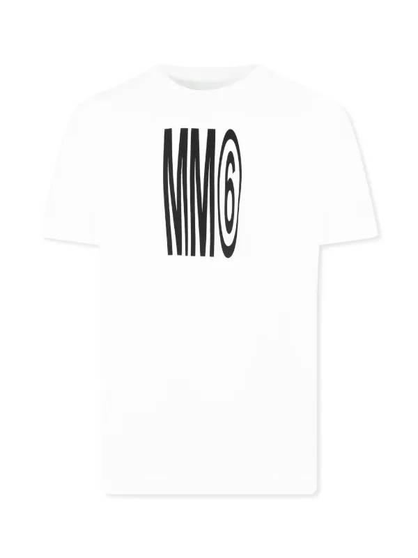 MM6 Maison Margiela Kids クロップドロゴTシャツ MM6 Maison Margiela キッズ クロップドロゴTシャツ ホワイト
