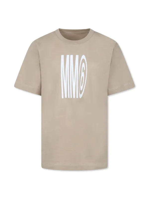 【MM6 Maison Margiela】国内発送 ロゴTシャツ Cotton t-shirt 国内即発】MM6 ナンバーロゴプリント サテン Tシャツ (MM6