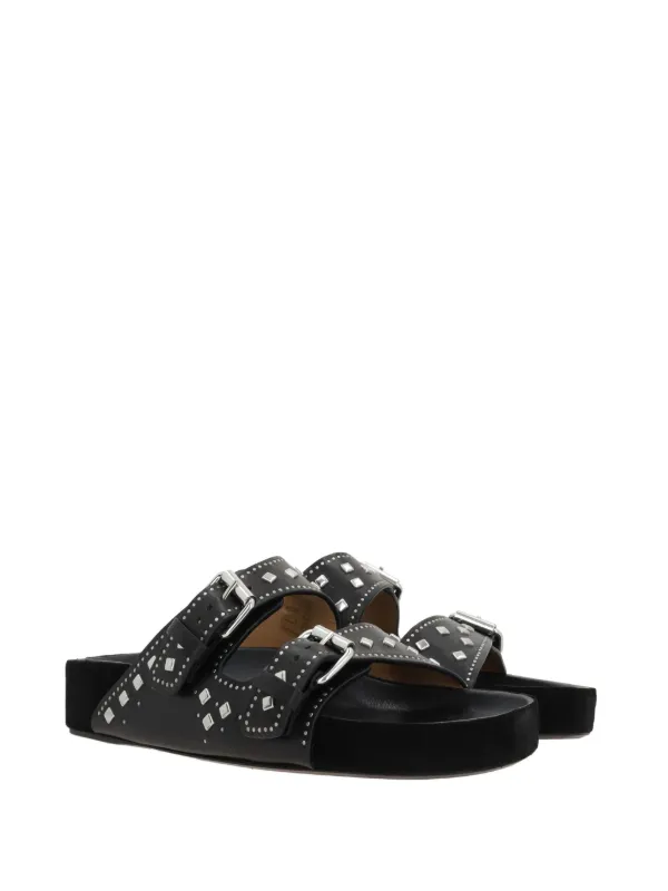 ISABEL MARANT Lennyo Leather Sandals | Black | FARFETCH