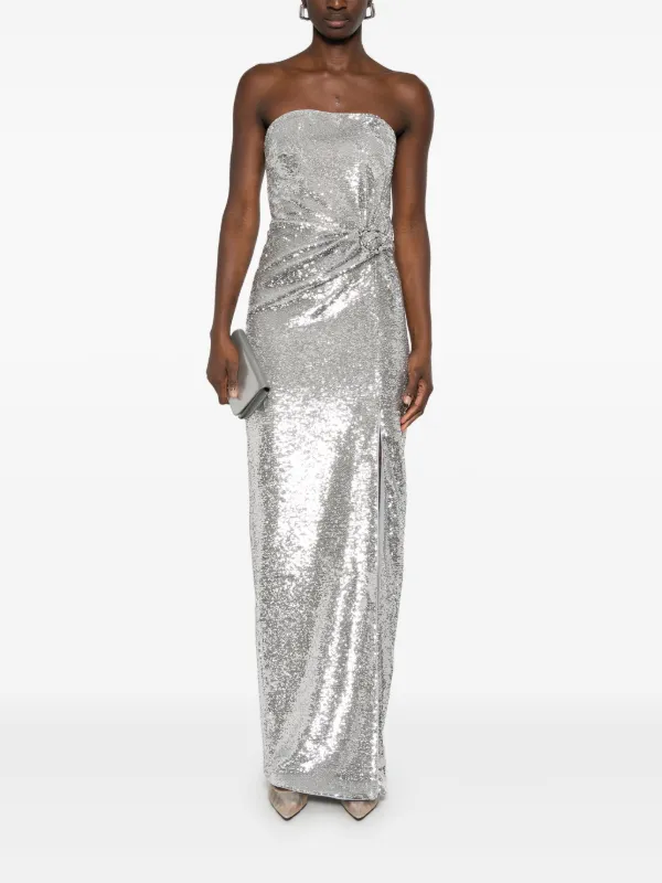 Roland Mouret Sequin Buckle Gown | Silver | FARFETCH
