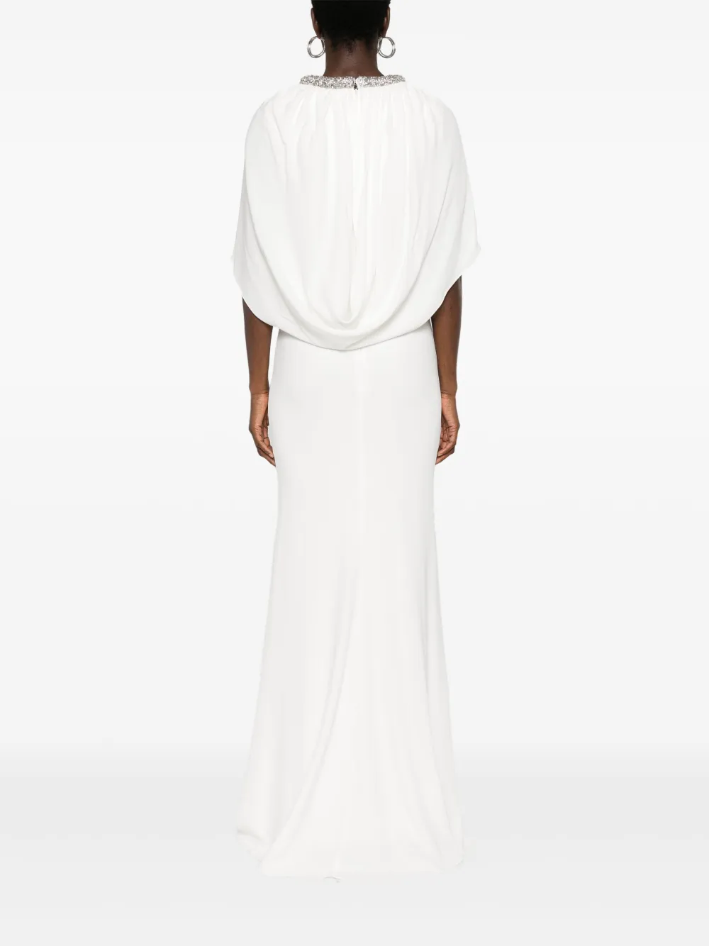 Shop Roland Mouret Embellished Cape Gown In White