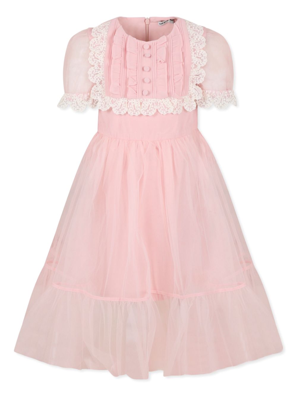 Self-Portrait Kids lace-trim tulle dress - Pink