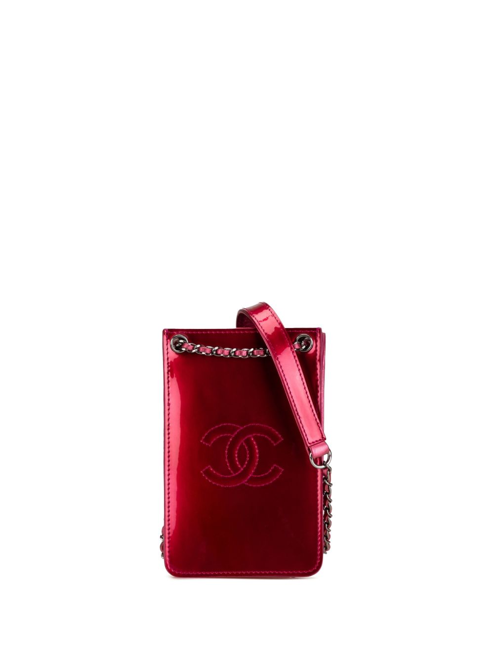 CHANEL 2014 CC Patent Phone Holder crossbody bag Women