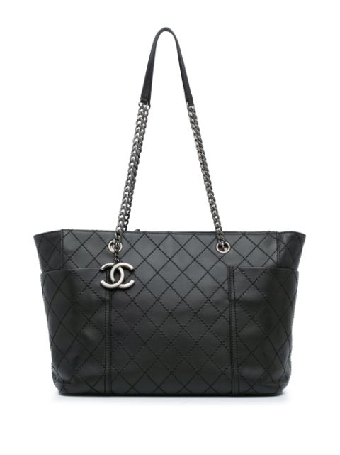 HOT SALE CHANEL 2015-2016 Medium CC Stitched Calfskin Pocket Zipped Chain tote bag Women