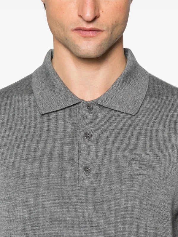【送料&関税込】Fendi Logo Knit Polo Shirt FENDI Knitted Polo Shirt | Grey | FARFETCH