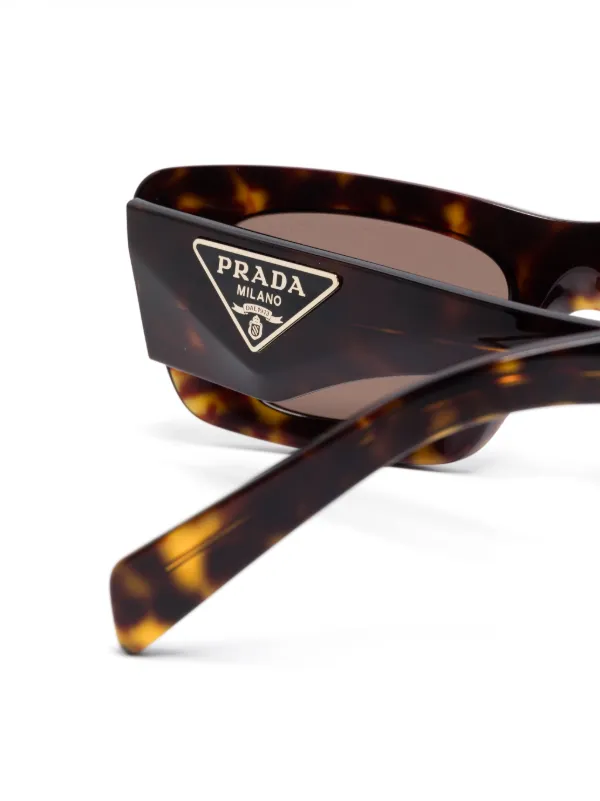 Prada Pre-Owned triangle-logo Sunglasses | Brown | FARFETCH ID display picture 3