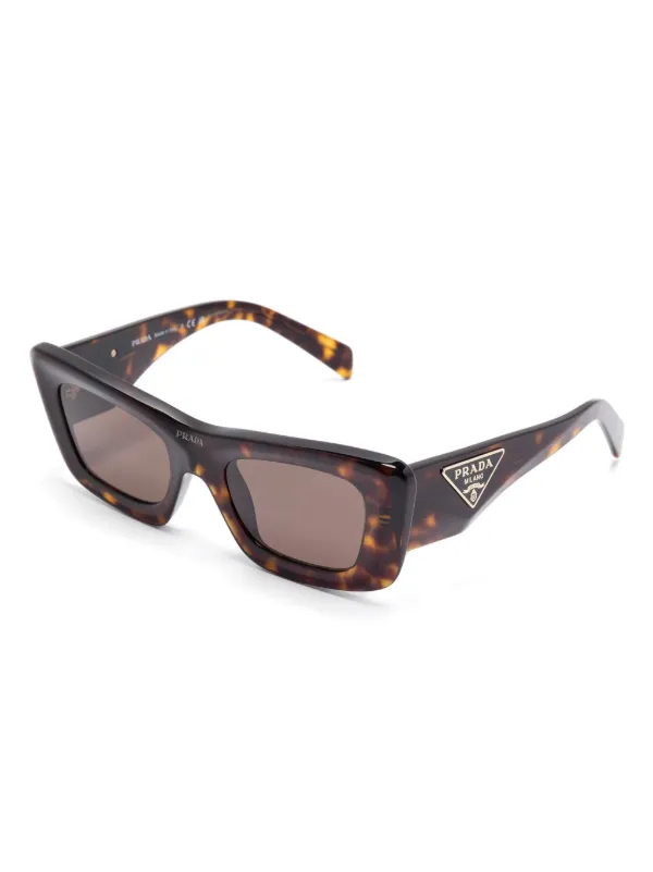 Prada Pre-Owned triangle-logo Sunglasses | Brown | FARFETCH BH display picture 3
