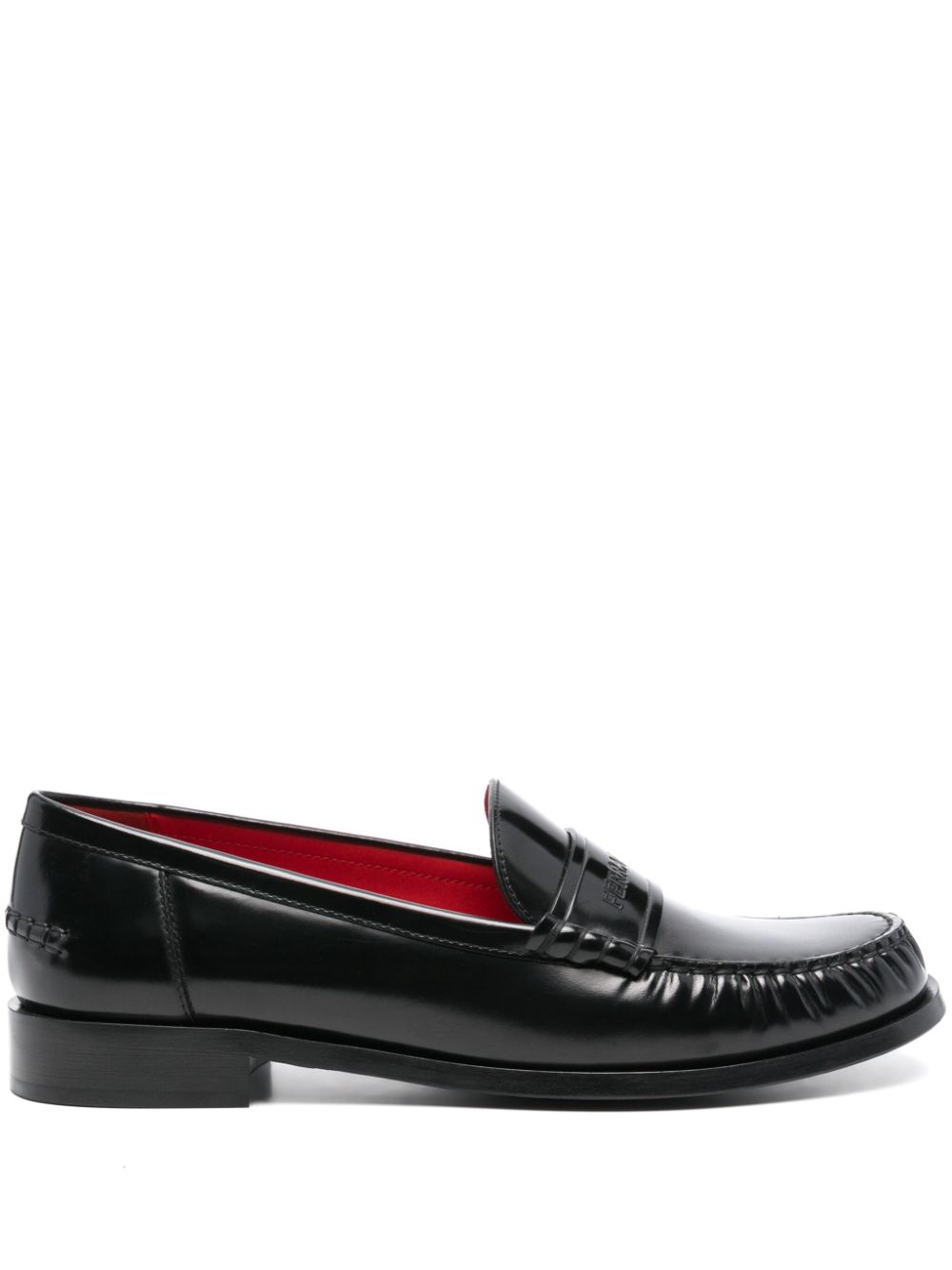 debossed-logo leather loafers