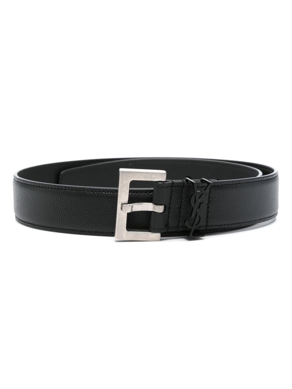 Saint Laurent Pre-Owned Cassandre-logo belt - Black