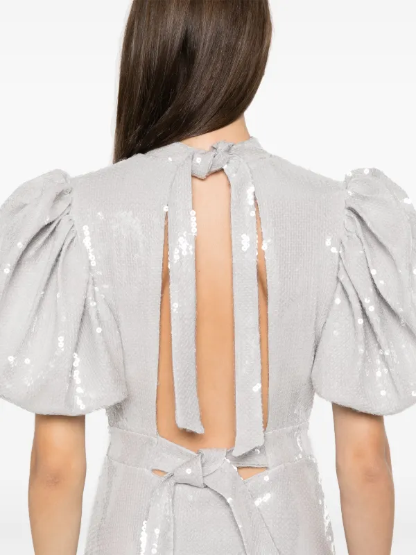 【Rotate】 Puff-sleeve sequinedミディドレス Rotate】 Puff-sleeve sequinedミディドレス Puff-sleeve