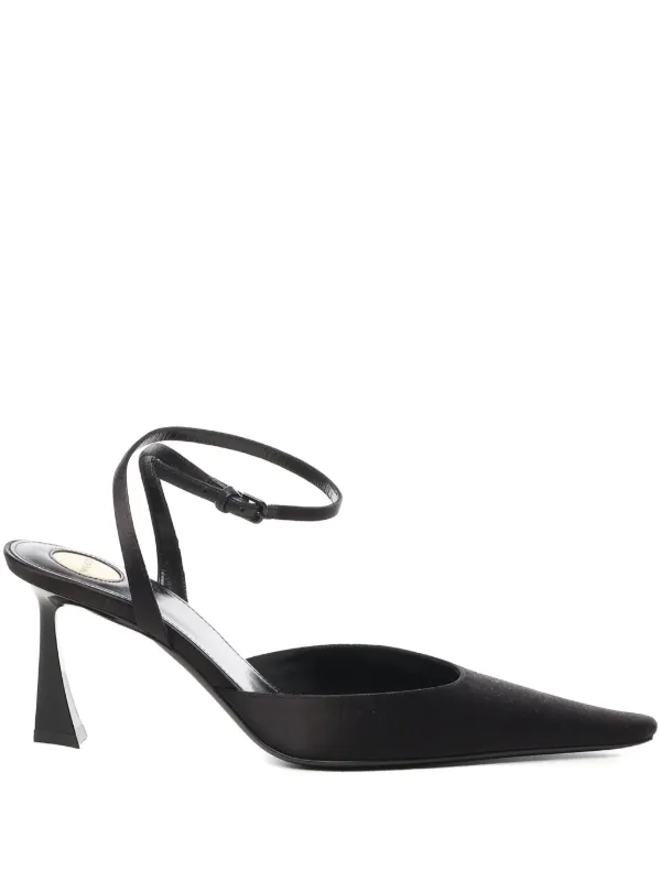 Saint Laurent 75mm Aimée Slingback Pumps Black FARFETCH IN