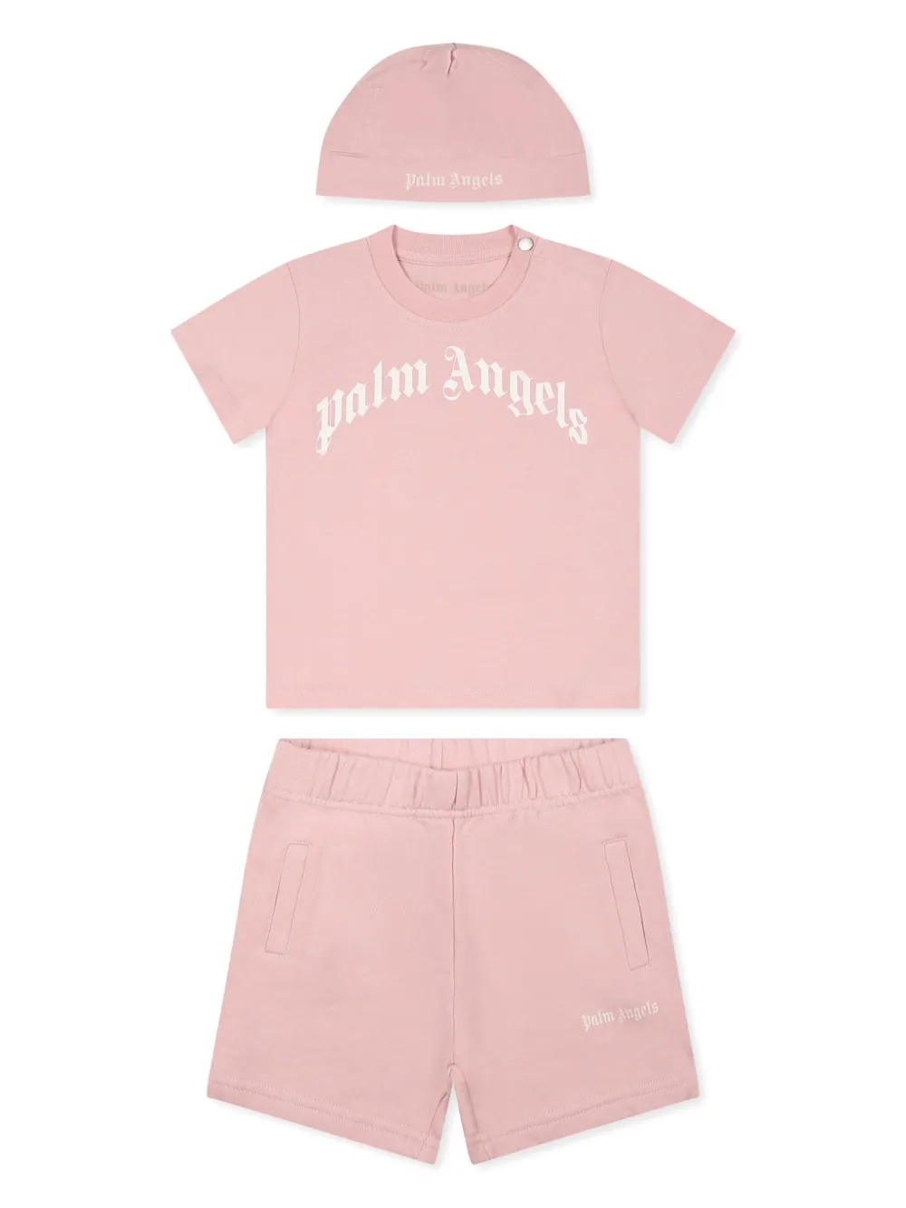 Palm Angels Pink Birth Set For Baby Girl With Logo In Pink