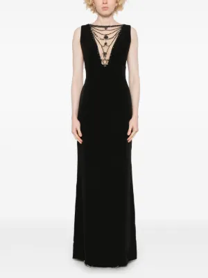 MARCHESA NOTTEドットチュール ロングドレス ラッフル付き MARCHESA NOTTE ドットチュール ロングドレス ラッフル付き