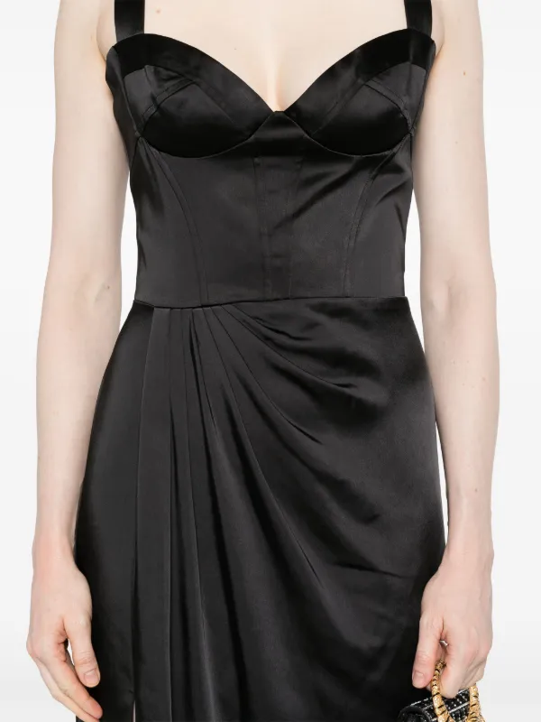 Marchesa Notte Satin Bustier Gown | Black | FARFETCH