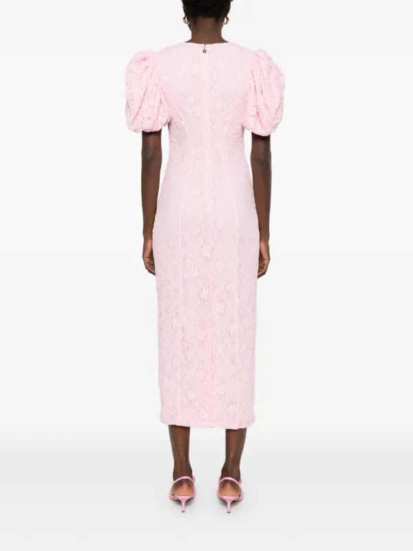 ROTATE BIRGER CHRISTENSEN Lace Fitted Midi Dress | Pink