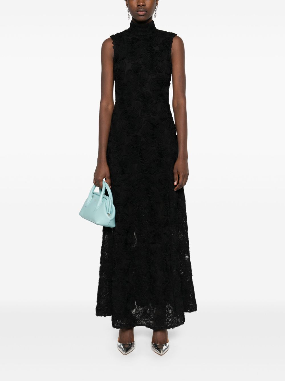 ROTATE BIRGER CHRISTENSEN Mesh maxi-jurk met bloemenprint - Zwart