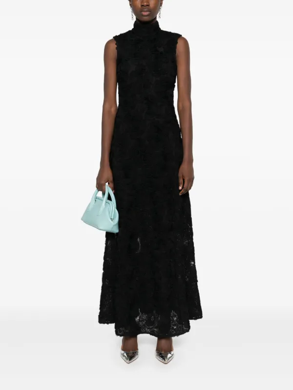 ROTATE BIRGER CHRISTENSEN flower-mesh Maxi Dress | Black | FARFETCH OM