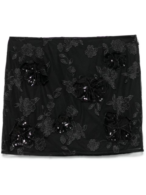 ROTATE BIRGER CHRISTENSEN mesh flower mini skirt