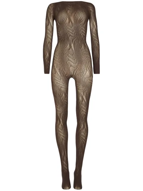 Wolford snake-pattern net catsuit