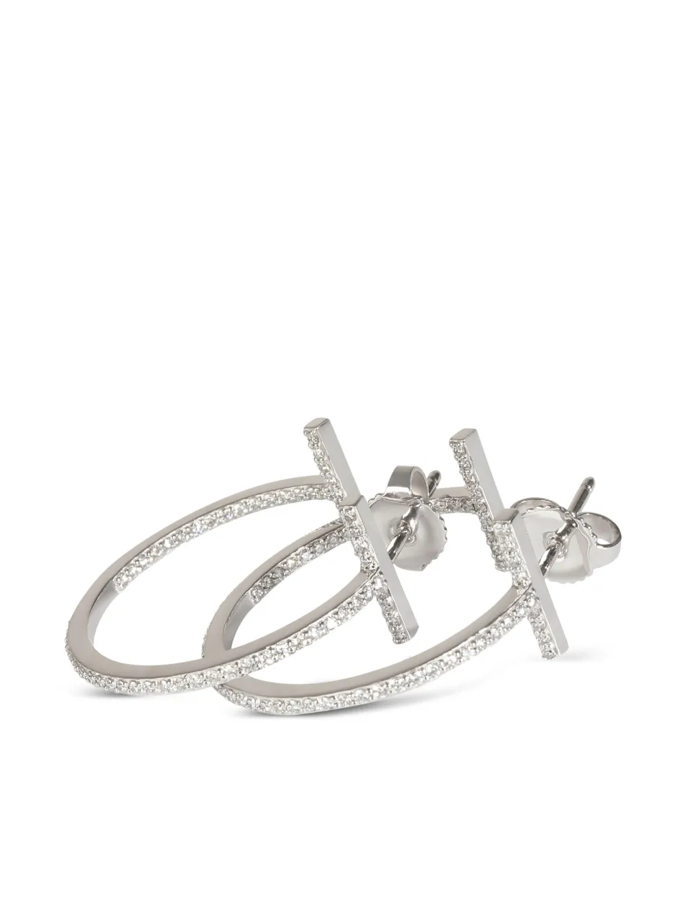 Tiffany & Co. Pre-Owned 18kt white gold T diamond hoop earrings | Pre-Owned | Image 2