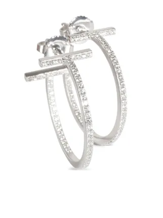 Tiffany & Co. Pre-Owned T ダイヤモンド フープピアス 18Kホワイト
