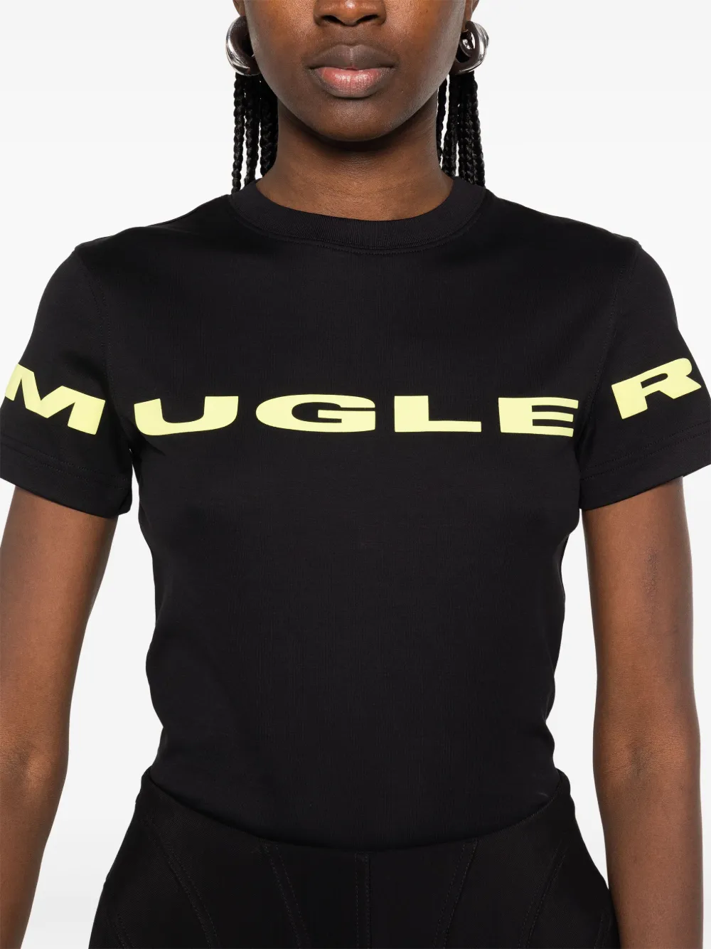 Mugler T-shirt met logo Zwart
