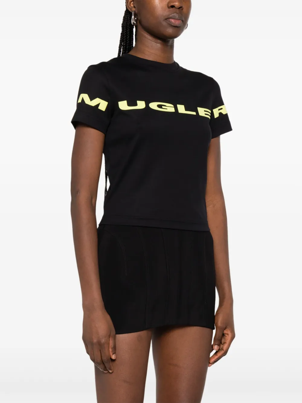 Mugler T-shirt met logo Zwart
