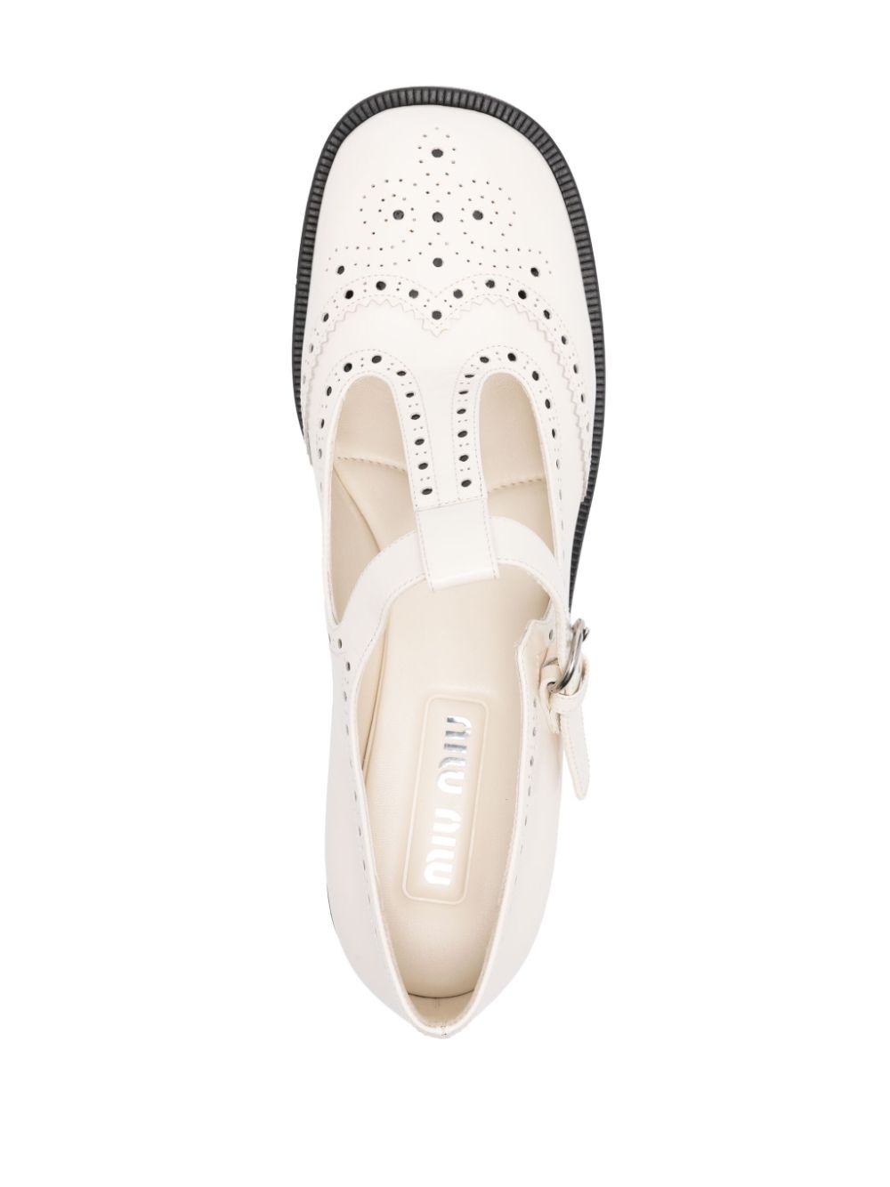 Miu 35 mm leren loafers Wit