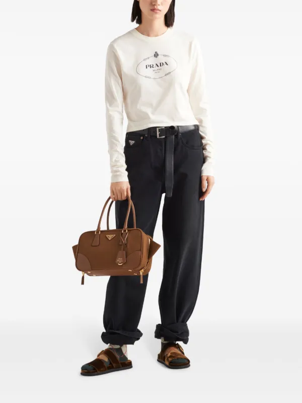 Prada Printed Jersey T-shirt | Neutrals | FARFETCH