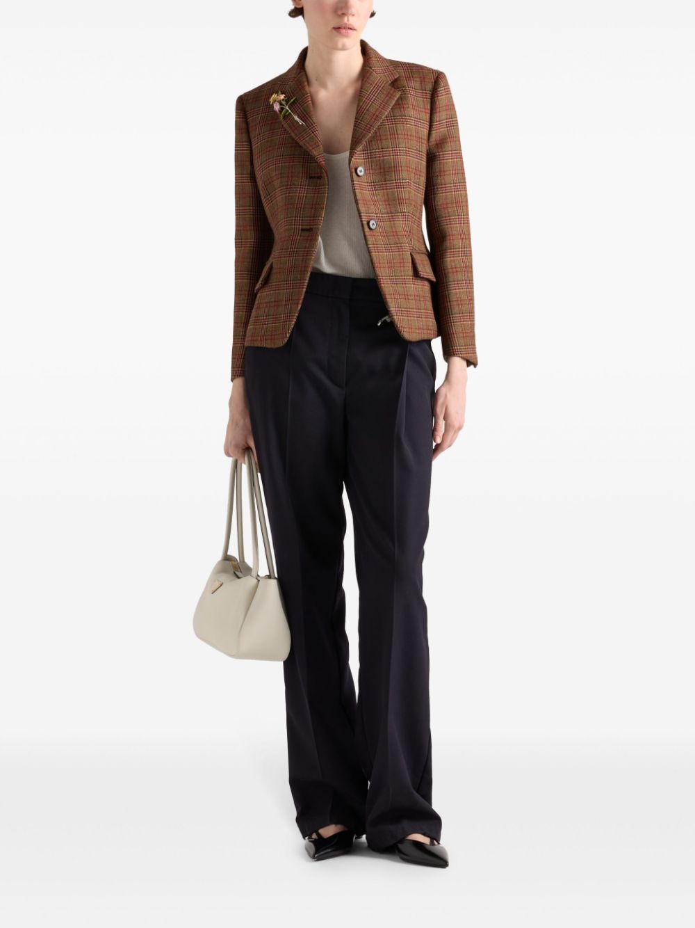 Prada Prince of Wales single-breasted blazer - Brown