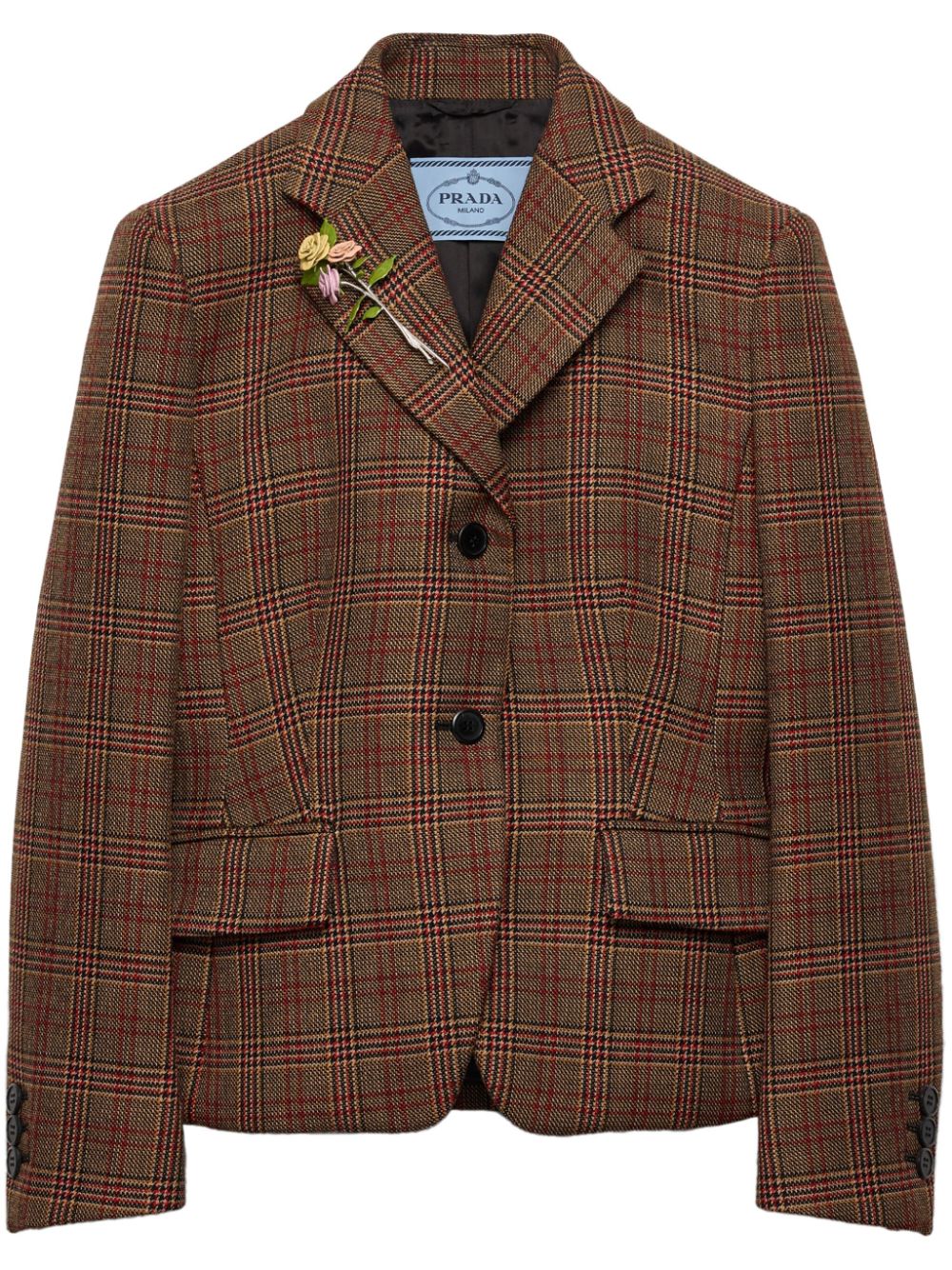 Prada Prince of Wales single-breasted blazer - Brown