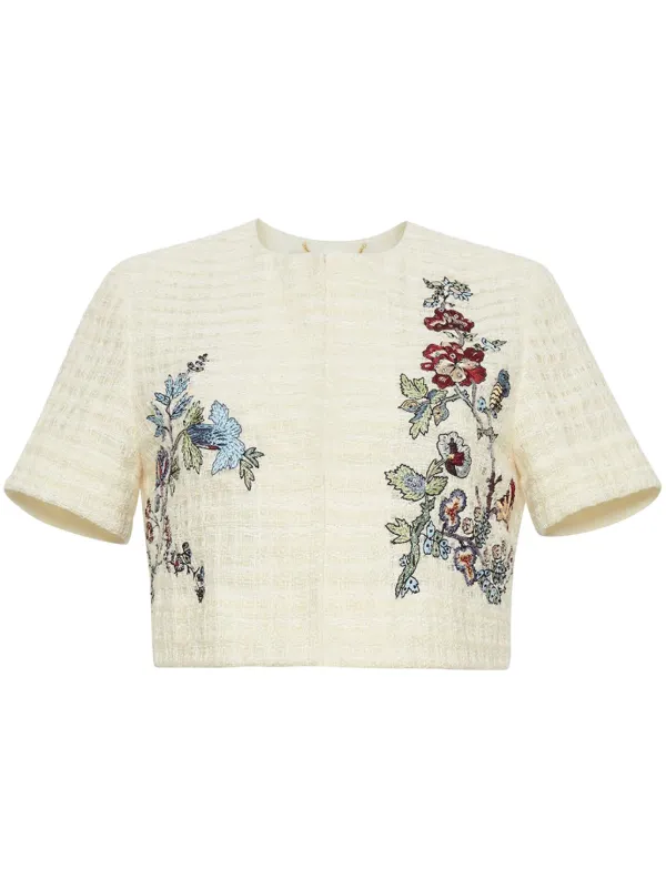 Adam Lippes Embroidered Jacket in ECRU MULTI