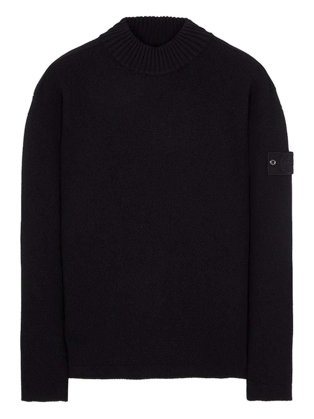Stone Island Trui met Compass-logopatch en hoge hals Zwart