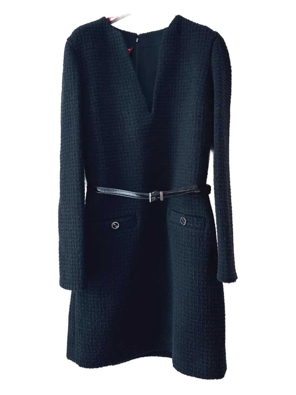 Gucci tweed belted dress Blauw