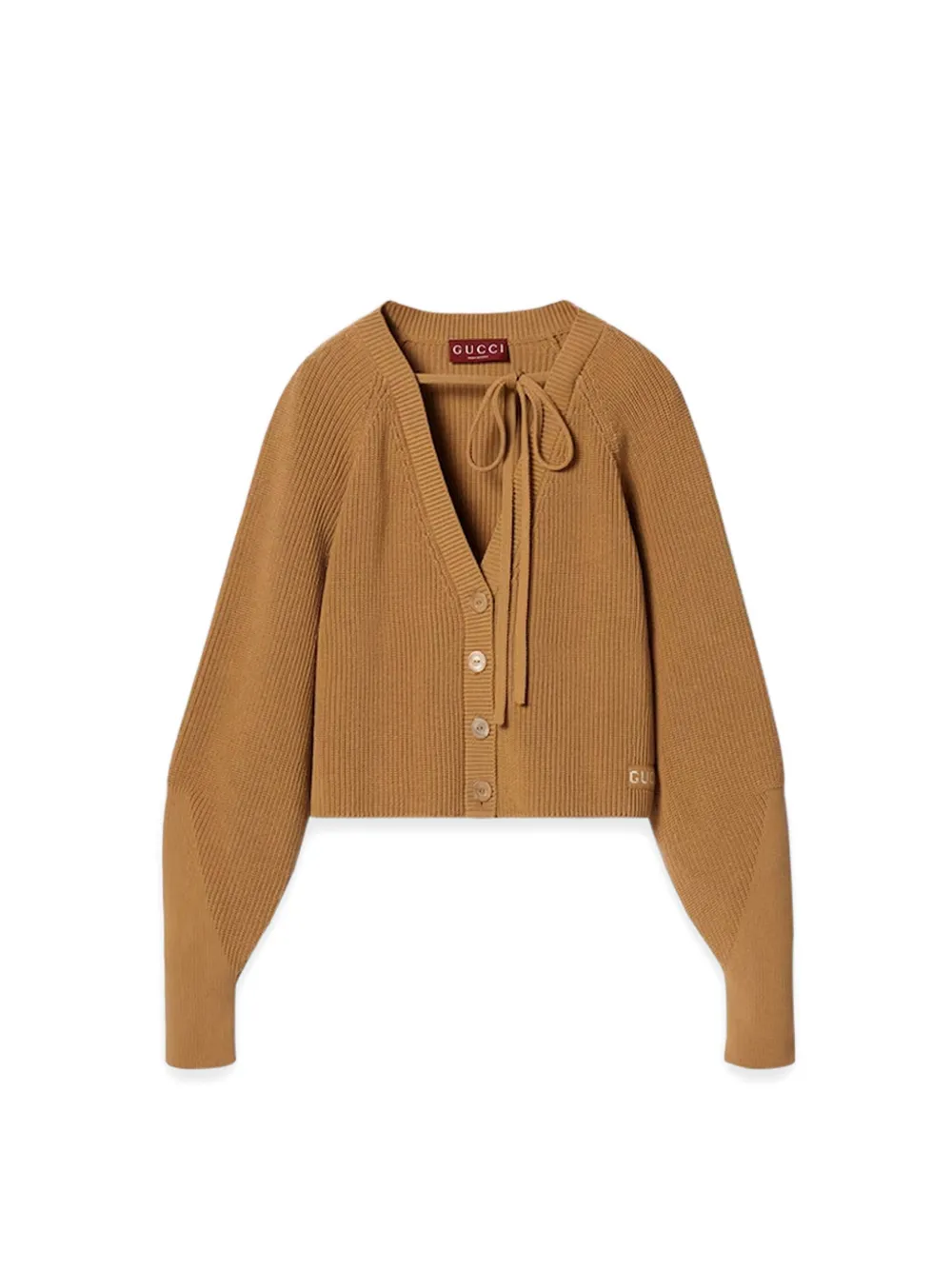 Gucci Geribbeld vest met gestrikte hals Bruin