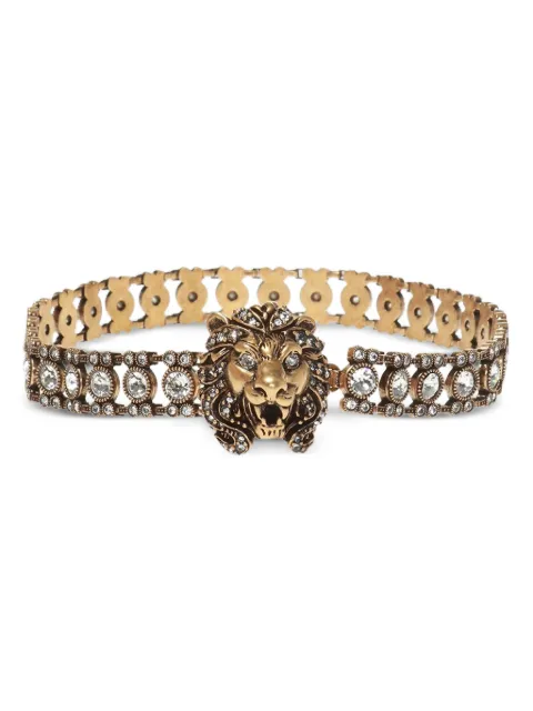 Gucci lion-head crystal-embellished choker