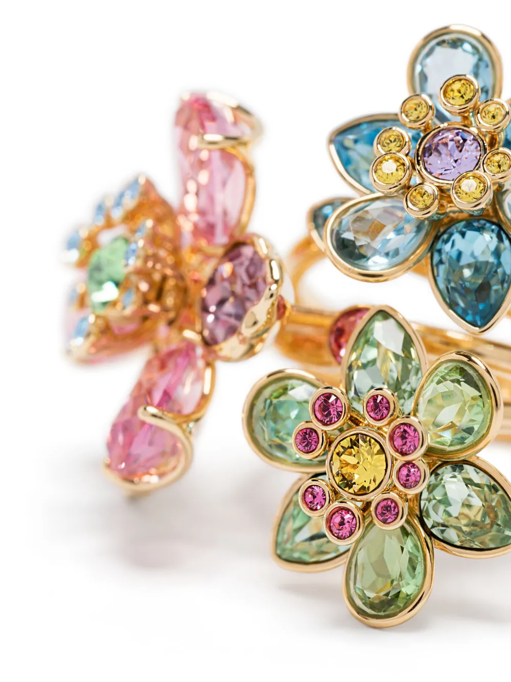 Swarovski Idyllia Triple Crystal Flower Cocktail Ring