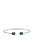 Jewels Aficionado 18kt white gold diamond and emerald cuff - Silver